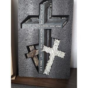 Eagrafts Decorative Resin Cross Proverbs 16:3 James 4:8 Wall Art Religious Faith